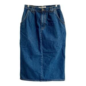 Gloria Vanderbilt Midi Denim Skirt Blue Size 12 Vintage 80s 90s Preppy Modest